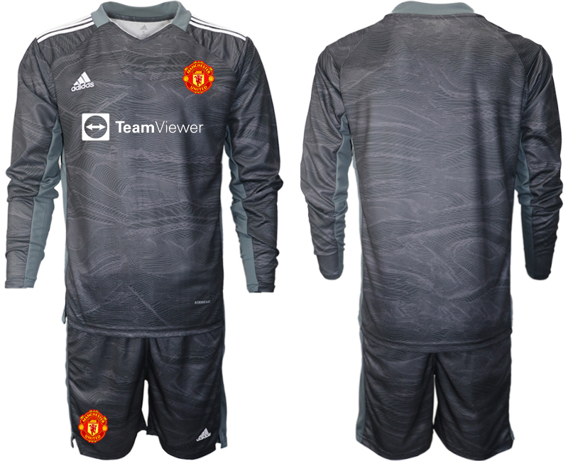 Men 2021-2022 Club Manchester United black goalkeeper Long Sleeve blank Soccer Jersey->manchester united jersey->Soccer Club Jersey